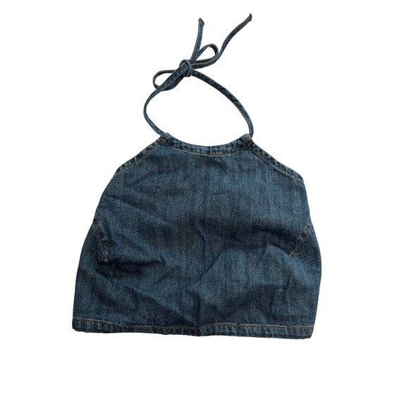 Triarchy Corey Drawstring Halter Top in Yellowstone Medium Indigo Blue